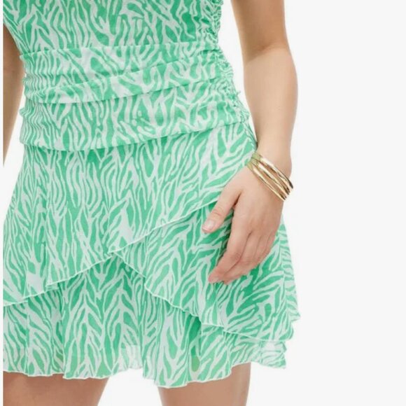 DVF Strappy Mesh Sea Twig Green Mini Dress NWT Size LARGE Diane Von Furstenberg - Picture 3 of 10